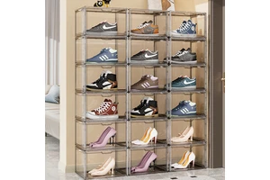 Shoe Box Storage Containers Stackable Plastic Shoe Organizer Box with Magnetic Side Door Opening Custom Storage Shoe Box