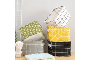 Wholesale Nordic Style Fabric Storage Bag Multi- Pattern Waterproof Foldable Organizer Handle Storage Boxes & Bins