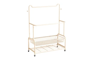 High-quality Movable Multi-layer Metal Clothes Rack with Rolling Design for Bathroom Coat and Hat Storage