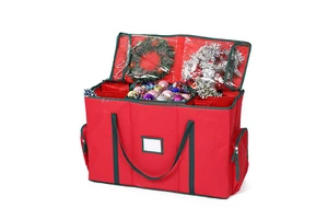Hot Sale Large Capacity Oxford Fabric Xmas Ball Storage Box Bins with Removable Cardboard