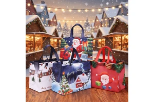 Practical Christmas Gift Storage Bag Wipeable Non-Woven Exterior with Reinforced Handles Perfect for Storing Holiday Decorations