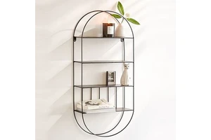 Wall Mounted Iron Multi-layer Storage Rack & American Industrial Style Bookshelf 33x13x78 Dimensions Arch Shape