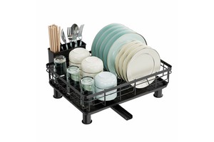 Metal Double Tiers Draining Dish Rack Rustproof Kitchen Utility Sink Organizer Dish Rack