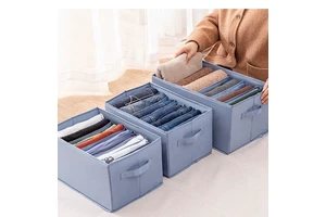 Woven Cabinet Bra and Underwear Organizer Block Organizers and Storage 4 Pack Drawer Organizers of Grey Dark Gray Black