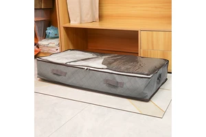 Under Bed Quilt Storage Bag Grey Rectangle Foldable Bedroom Organization Storage Box For Cotton Quilt And Clothing