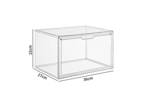 Wholesale Transparent Plastic Stackable Shoe Storage Boxes Drop Front Acrylic Drawer Type Magnetic Clear Shoe Box