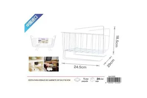 White Under Cabinet Organizer 29x24.5x18.5 cm Basket & Storage Enhances Kitchen & Home Organization