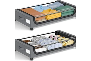 Multipurpose Shoes Clothes Organizer Underbed Storage Containers Space Saving Rolling Drawers Under Bed Storage With Wheels