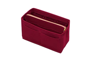 2024 New Design OEM Dark Red Multi Pockets Bag Make up Storage Organizer Cosmetic Travel Bag With Zipper