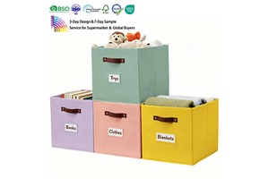 Storage Cubes Foldable Fabric Cube Storage Bins With Label Window Cards Cloth Cube Organizer Bins Storage Baskets