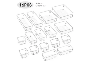 27PCS Clear Plastic Desk Drawer Organizers Set Versatile Bathroom and Vanity Drawer Organizer Trays Storage for Makeup