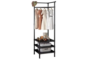 Modern Metal Corner Clothes Drying Rack, Floor-Standing Coat & Hat Organizer for Bedroom