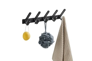Modern Wall Mounted Black Bathroom Coat Hook Rack Clothes Hanger 5 6 7 Hooks