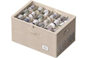 Rectangle Shoe Storage Box Holds 18 Pairs Foldable with Transparent Lid Waterproof Adjustable Dividers 60x40x30cm