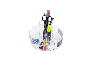 MEJ Small Clear Seven Grid Multi-level Circular PS Cosmetics Makeup Organizer Storage