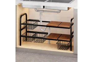 Hot Sale Kitchen Under Sink Storage Rack Adjustable Shelf Rice Cooker Pots Spice Cabinet Organizer