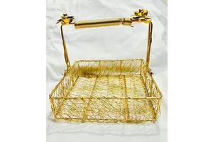 Superior Quality Medium Size Gold Metal Christmas Gift Basket Circular Shape Hanging Multi-functional Modern Design Best Price