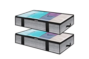 90L Under-bed Storage Bag With Zipper Quilt and Clothes Storage Window With Portable Home Storage Bag