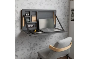 Multifunctional Wall-Mounted Murphy Table Wood Storage Rack for Office Living Room Convenient and Space-Saving Wall Shelves