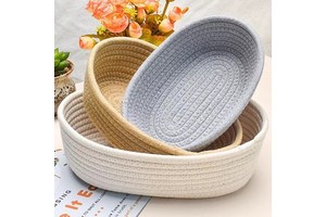 Cotton Rope Woven Eco-Friendly Modern Nordic Simple Boat-Shaped Multifunction Storage Basket Wardrobe Desktop Organization