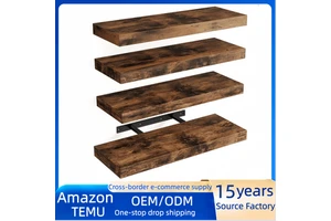 FloatingShelves 4-Tier Wall-mounted Storage Rack 40x15x3cm Movable Dustproof Moisture-proof for Living Room Dining Room TV