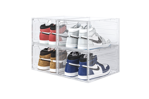Plastic Transparent Shoe Box Storage Drop Front Shoe Storage Box With Magnetic Door