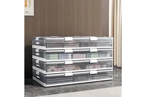 Foldable Drawer Rolling Under Bed Storage Clothing Organizer Containers With Wheels