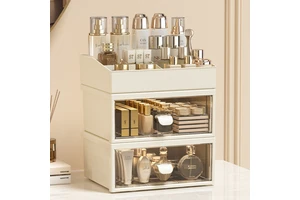 3 Layer Office Stationery Bedroom Lipstick Jewelry Storage Case Desktop Makeup Organizer Plastic Skin Care Cosmetic Storage Box
