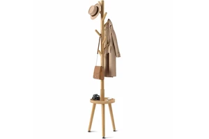 Clothes Rack Coat with Tray Freestanding Bamboo Rack for Home Coat Storage Shelf Rack