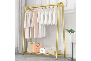 Factory Wholesale Luxury Gold Metal Garment Rack Heavy Duty Freestanding Clothes Display Rack For Boutique Bedroom Coat Storage