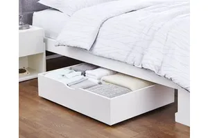 Sturdy Wood Rolling Bamboo Under Bed Storage Containers with Large Dust Bag