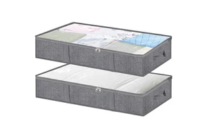 Foldable Large Capacity Under Bed Clothing Bedding Storage Bags Organizer With Strong Handles