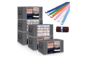 Foldable Gray Non-Woven Fabric Sewing Bag with Handles for Wardrobe Organization
