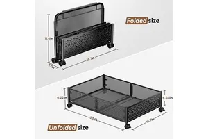 Metal Foldable under Bed Shoe Storage Rack with Wheels Convenient Bedroom Storage Holders