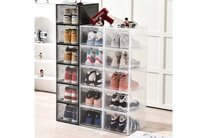 New Sturdy Durable Sneaker Box Space Saving Foldable Shoes Storage Multipurpose Plastic Shoes Organizer Rack