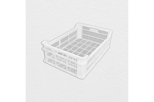 LAR PLF620 33L HDPE Plastic Crate Solid Wall Stackable Food Processing Basket