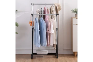 SHINEHOUSE Multi-Use Retractable Floor-standing Living Room Drying Coat Storage Rack PP Material 69x37x138CM Clothing Organizer