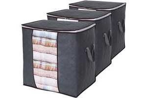 Clothes Storage Bag Large Capacity Organizer with Reinforced Handle Thick Fabric for Comforters Shoe Bag