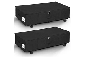 Under Bed Storage with Wheels Lid Metal Bottom Support Under the Bed Storage Containers Storage Drawer Organizer Bin for Clothes