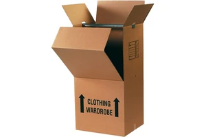 Reinforced DIY Moving Closet Carton Box With Hardware Includes Clothes Hanger Pole