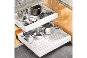 2-Pack Expandable Pull Out Cabinet Organizer Upgrade Raising Pad Framed Drawers Storage Holders Racks