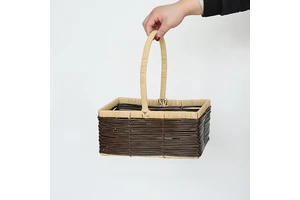 Horizontal Woven Large Rectangular Gray Flower Basket For Holding Flowers And Arranging Flower Bouquets Valentine's Day
