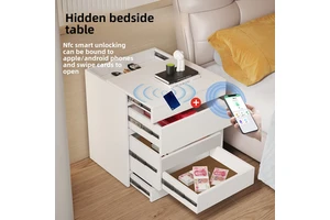 Solid Wood Modern Minimalist Hidden Bedside Table Anti-theft Safe Bedroom Furniture Multifunctional Hidden Storage Cabinet