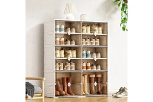 Clear Magnetic Plastic Foldable Shoe Box Stackable Organizer for Sneakers and Boots