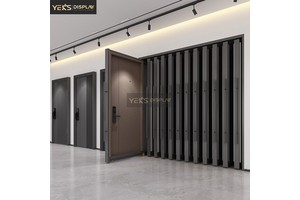 Yeks Customize Size Metal Push-Pull Sliding Wooden Door Sample Display Rack Cabinet