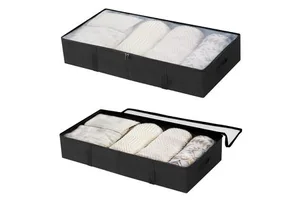 Modern Extra Large Under Bed Storage Box Foldable Flat Non Woven Quilt Bag Compartments for Living Room and Clothes Storage