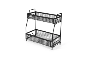 Sturdy Two-Tier Vertical Storage Rack, Multifunctional Organizer For Kitchen Seasonings And Bathroom Skincare Products