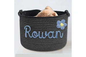 Custom Name Nursery Basket Modern Eco-Friendly Cotton Rope Storage Gift For Newborn Baby Personalized Circle Shape Flexible
