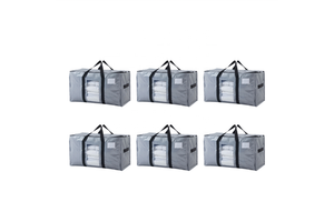 Jumbo Storage Bag With Visible Window Label Pocket Heavy Duty Moving Totes For Clothing Blankets Duvets Reusable PP Woven Bag