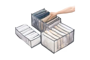 Clothes Jeans and Pants Storage Bag Wardrobe Clothes Drawer Divider Bag Mesh Cloth Storage Box Organizer